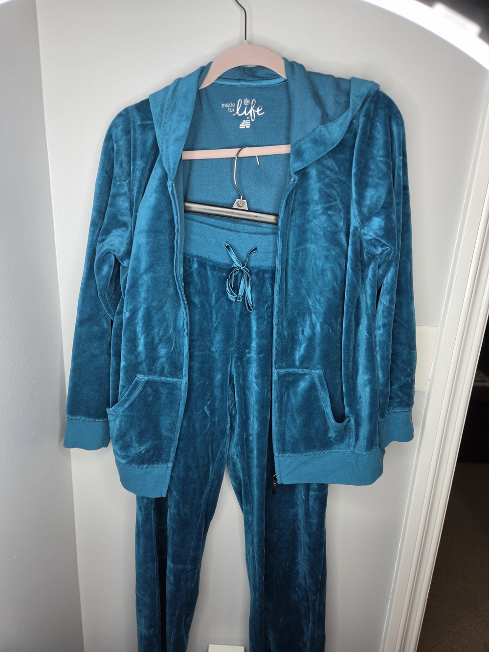 Made for Life Teal Velvet Hoodie & Jogger Set